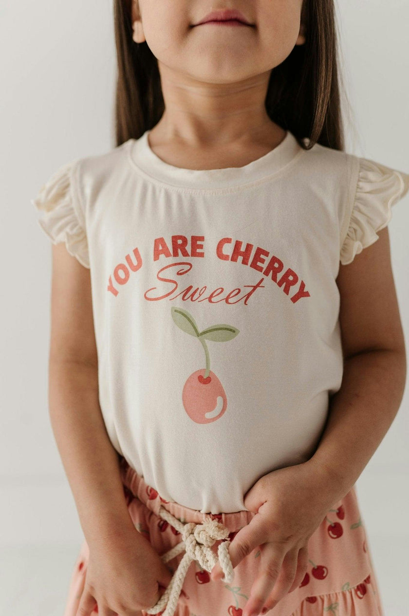 Girls Sleeveless Top in You are Cherry Sweet