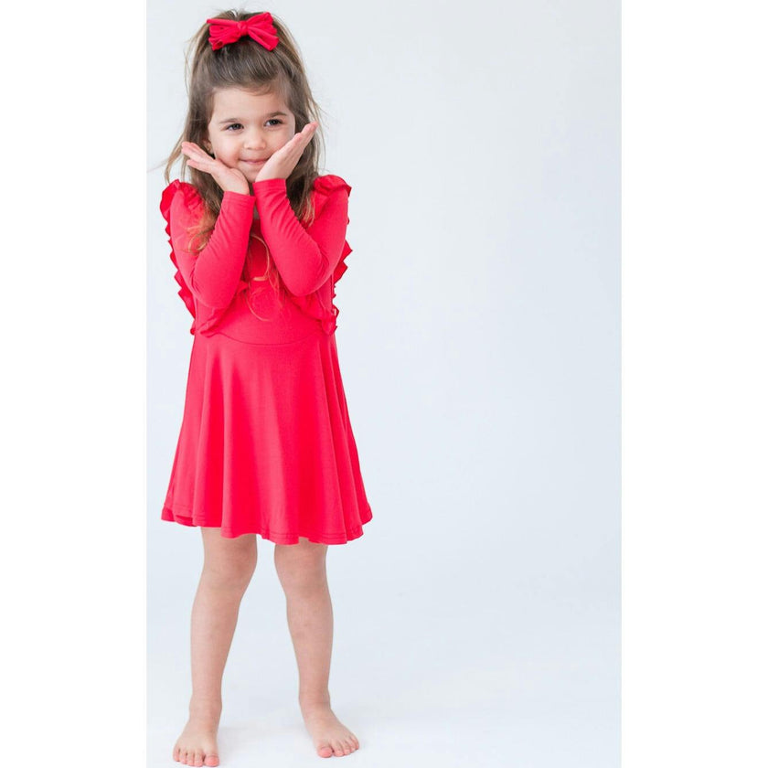 Long Sleeve Ruffle Twirl Dress