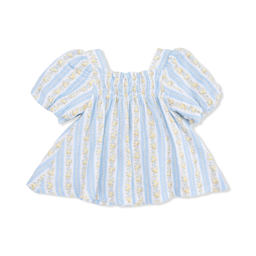 Odalys Floral Stripe - Puff Sleeve Baby Doll Dress and Bloomer