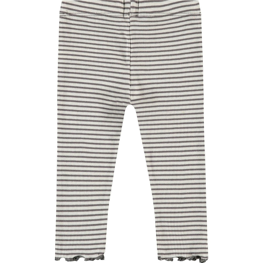 Striped Lettuce Edge Hem Leggings