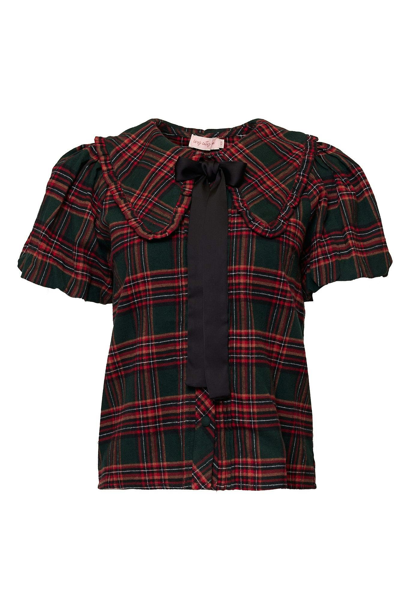 Andrea Blouse in Evergreen Plaid