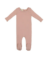 Ribbed Fine Cotton Footie Dusty Pink