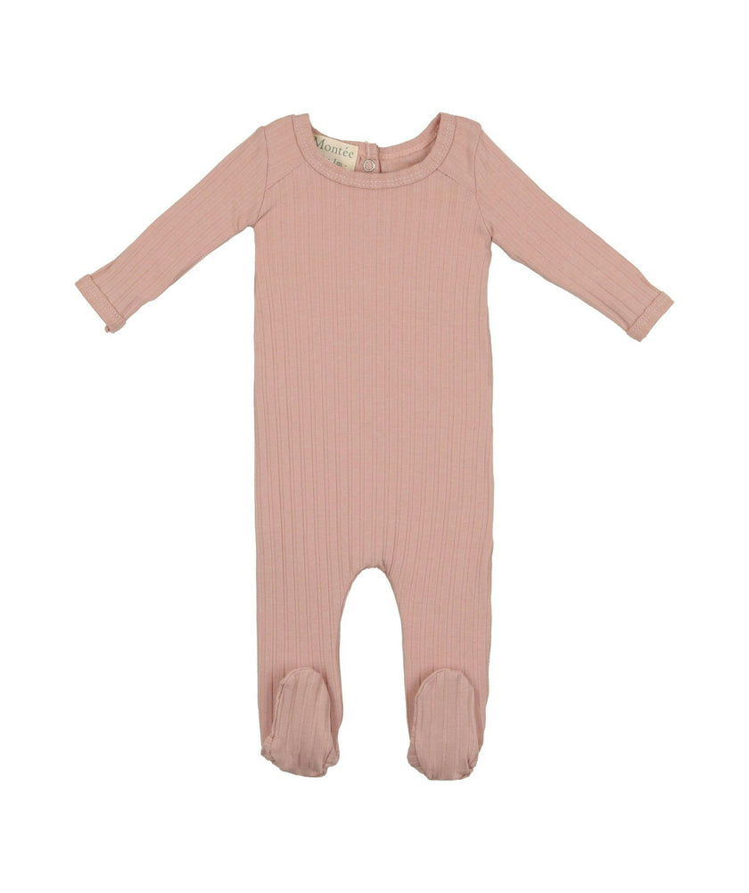 Ribbed Fine Cotton Footie Dusty Pink