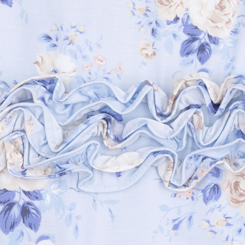 Ashley Rose Floral - 2 Way Ruffle Back Zipper Footie