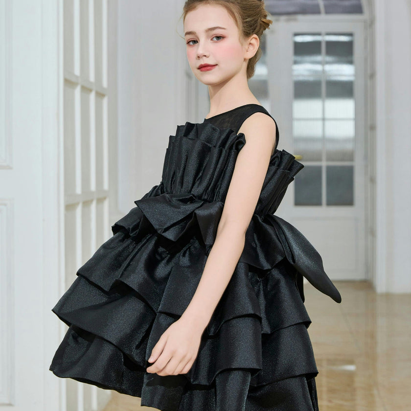 Black Tiered Bow Dress