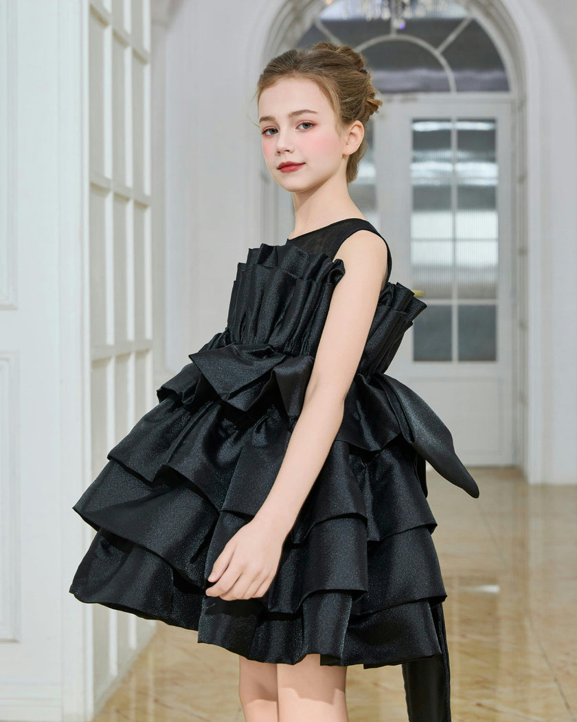 Black Tiered Bow Dress