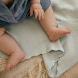 Cotton Knit Blanket, Blue