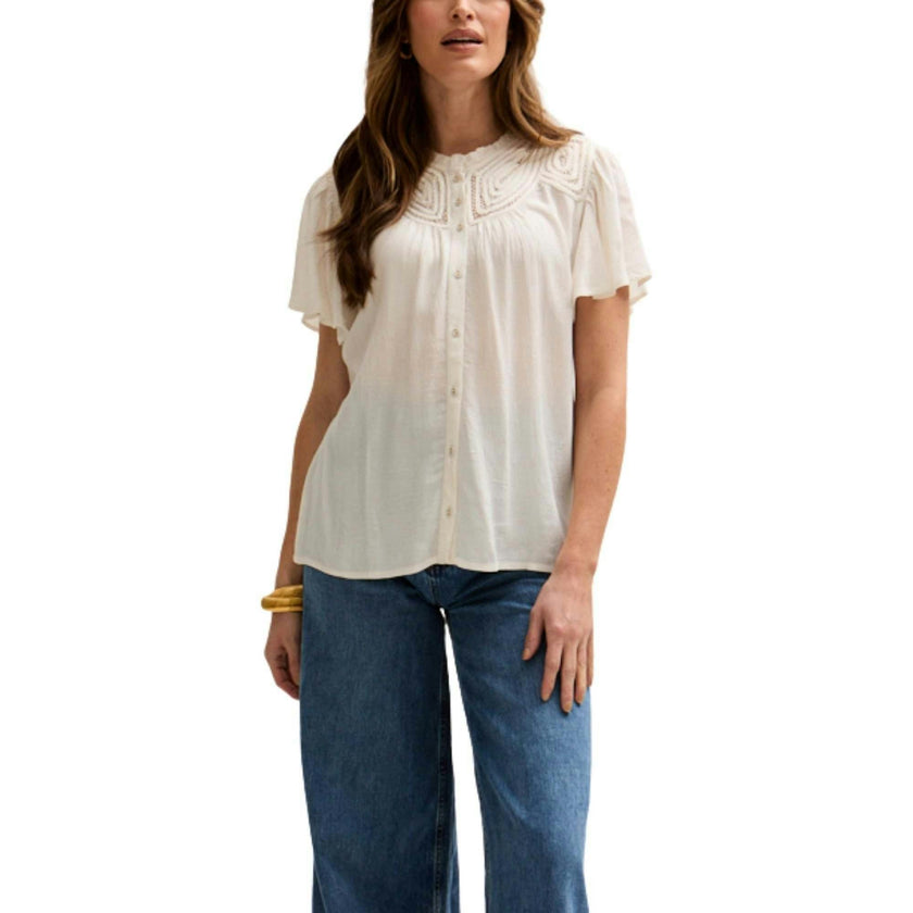 Kew Lace Insert Angel Sleeve Shirt