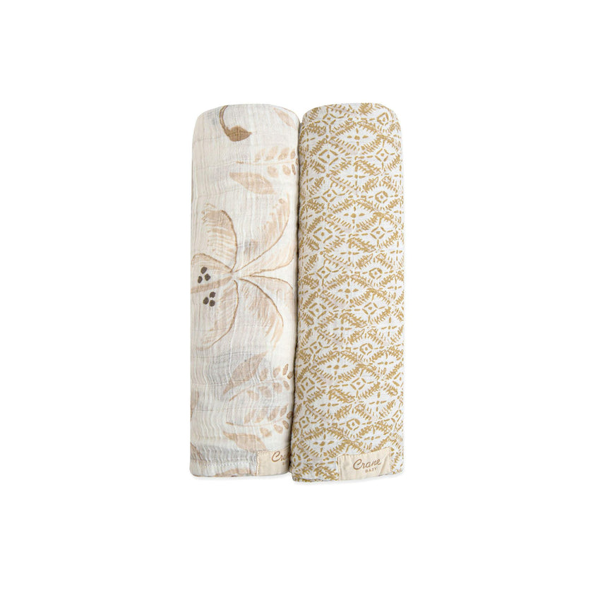 Kendi Cotton Muslin Swaddle Blanket Set (Safari, Set of 2)