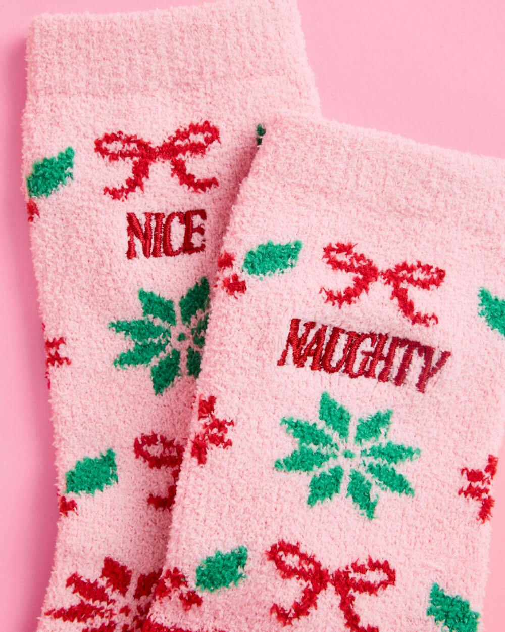 Naughty & Nice Cloud Socks - cozy holiday socks