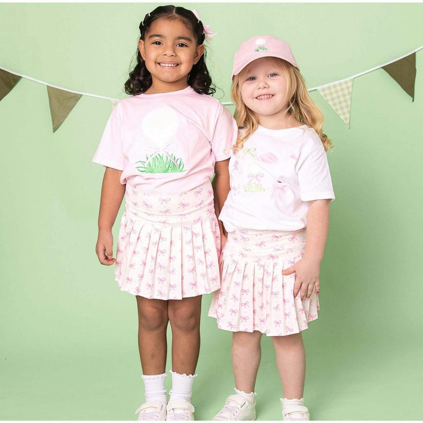Golf Tee Bow Patch Short Sleeve T-Shirt - Ballet