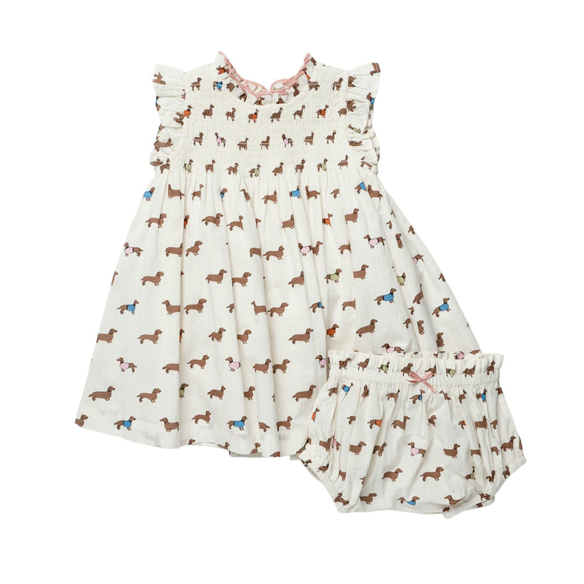 Baby Girls Stevie Dress - Dachshunds in Sweaters