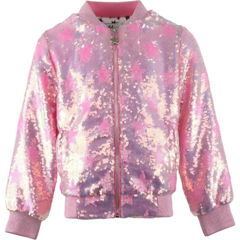 Pink Stars Sequin Bomber