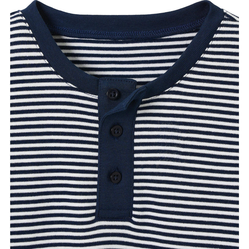 Kid's Pima Snug Fit Pajama Short Set in Blue Stripes