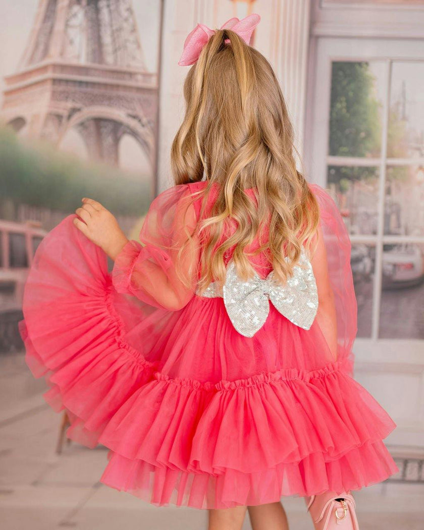 Parisian Rosé Pink Tulle Birthday Party Dress for Girls