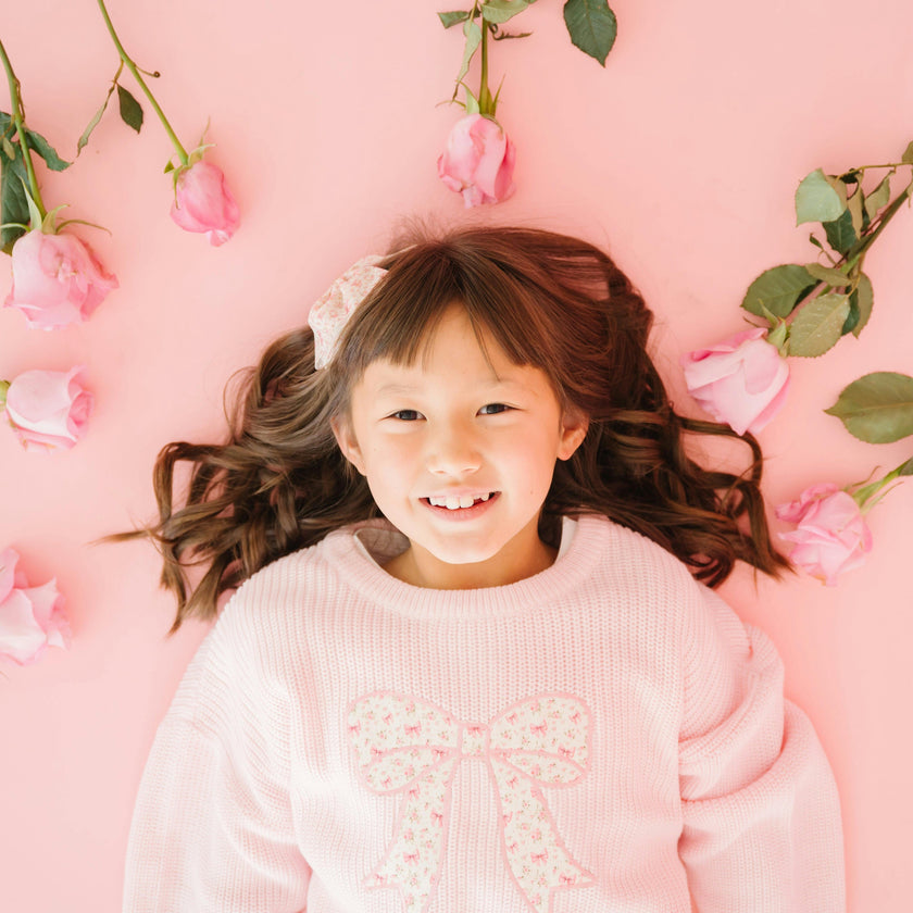 Ditsy Floral Bow Knit Sweater