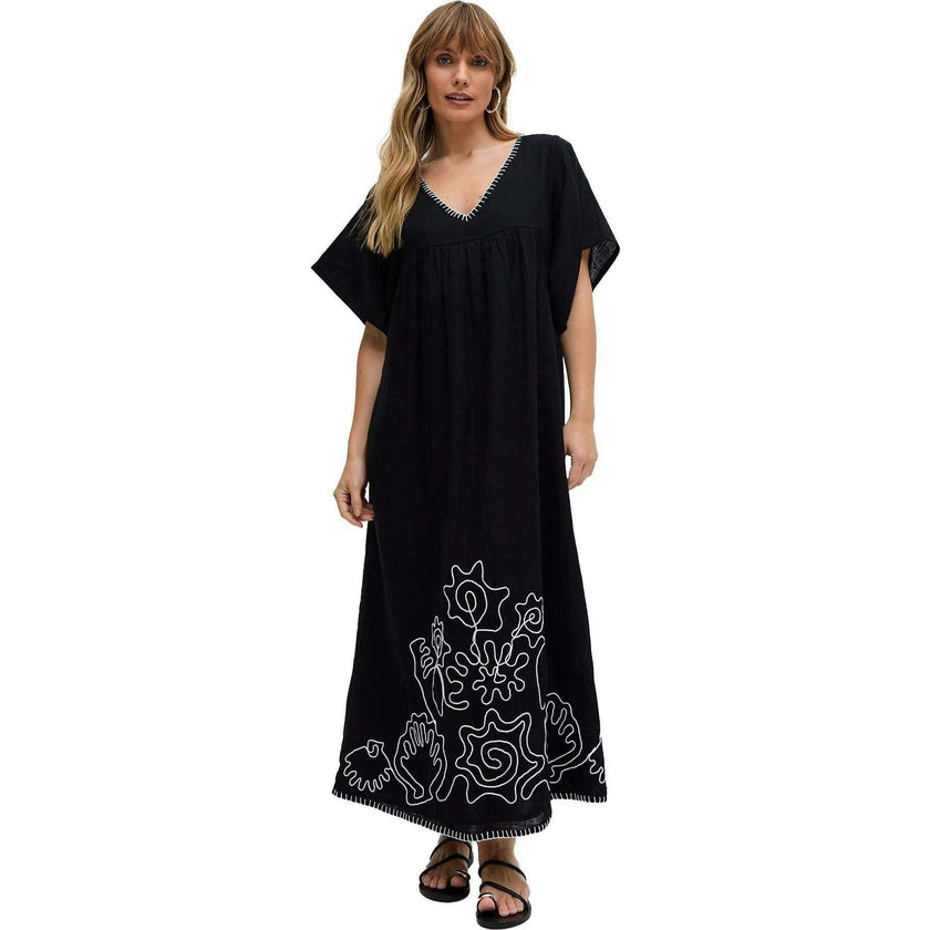 Candy Tabard Embroidered Hem Midi Dress