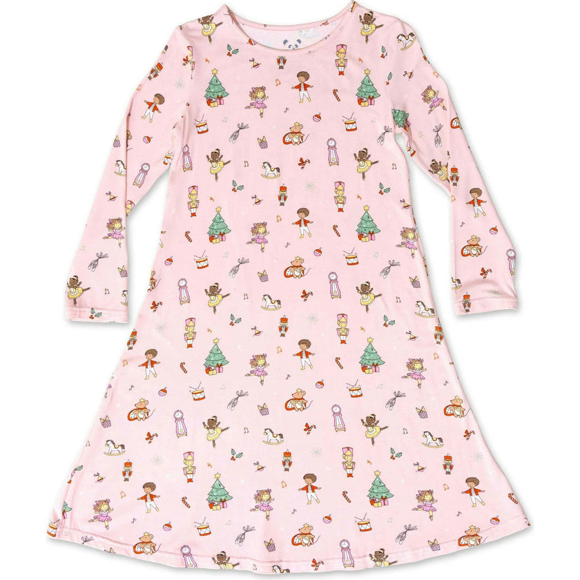 Nutcracker Pink Bamboo Girls' Long Sleeve Dress