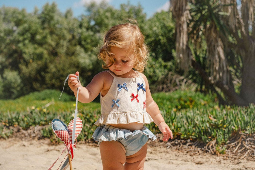 Ruffle Bloomer Set in Denim