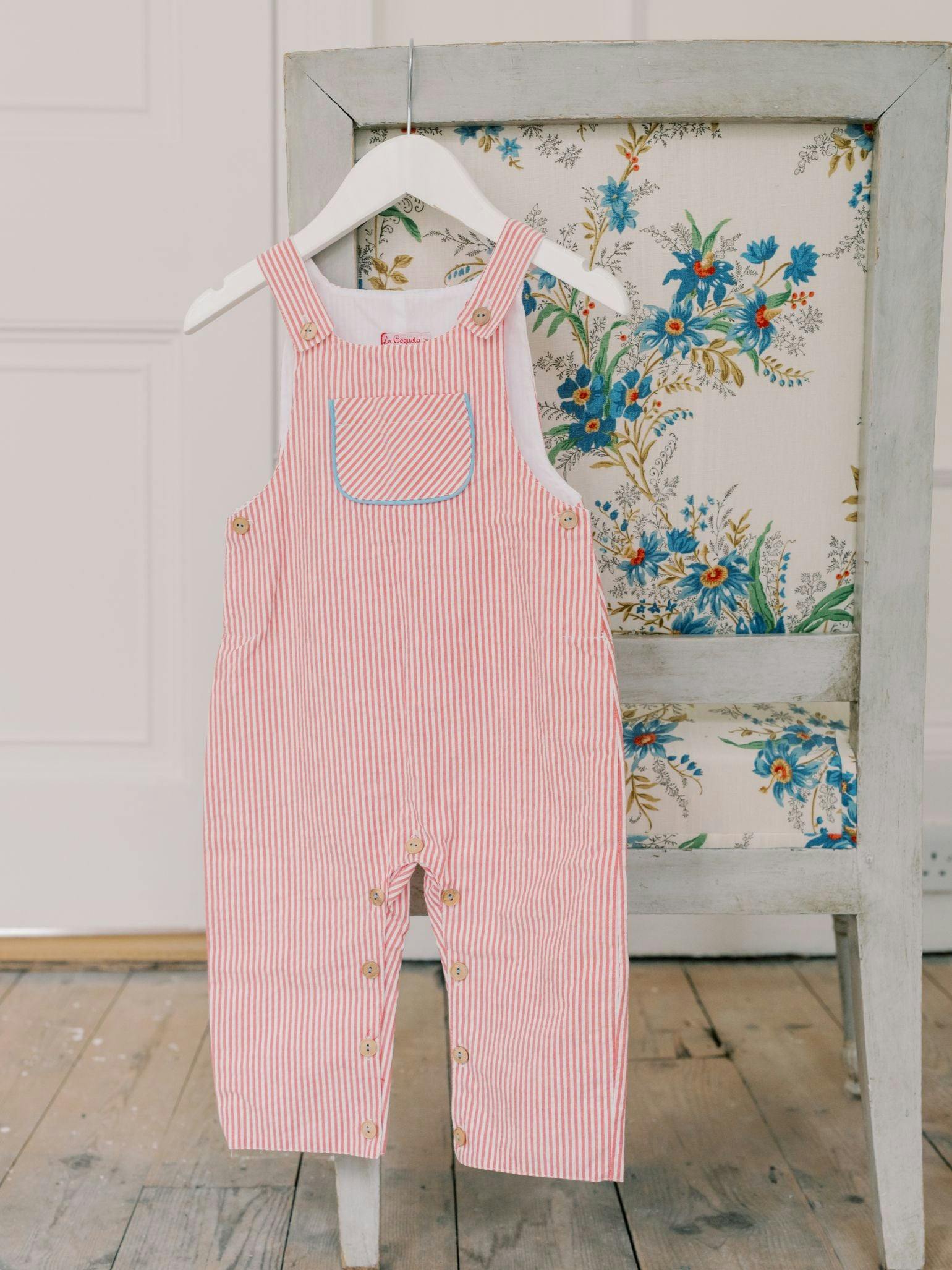 Red Stripe Coroza Baby Dungarees