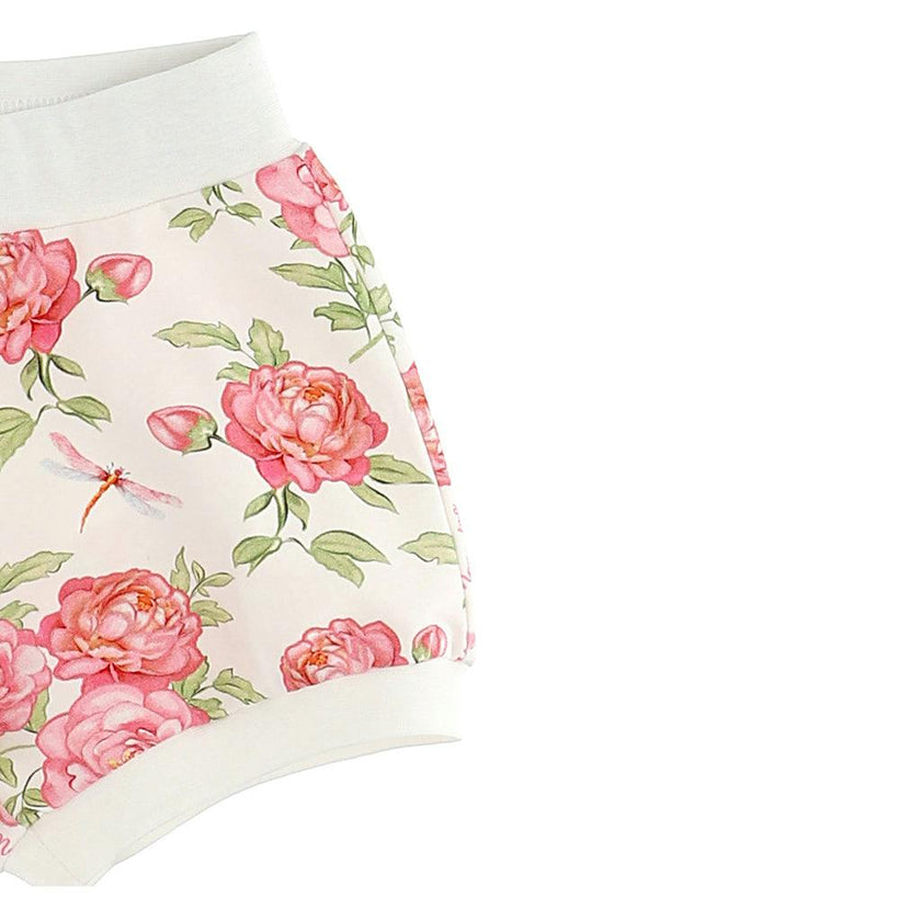 Cream Floral Rose Print Shorts