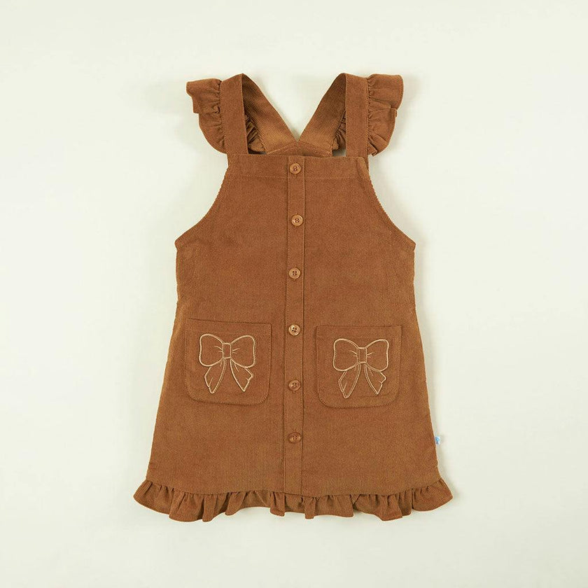Camel Cotton Corduroy Overall Dress