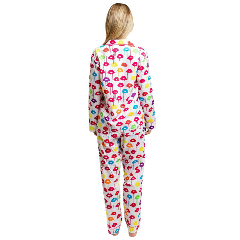 Women's Drawbertson Drippy Lips Long PJ Set - Organic Cotton Poplin