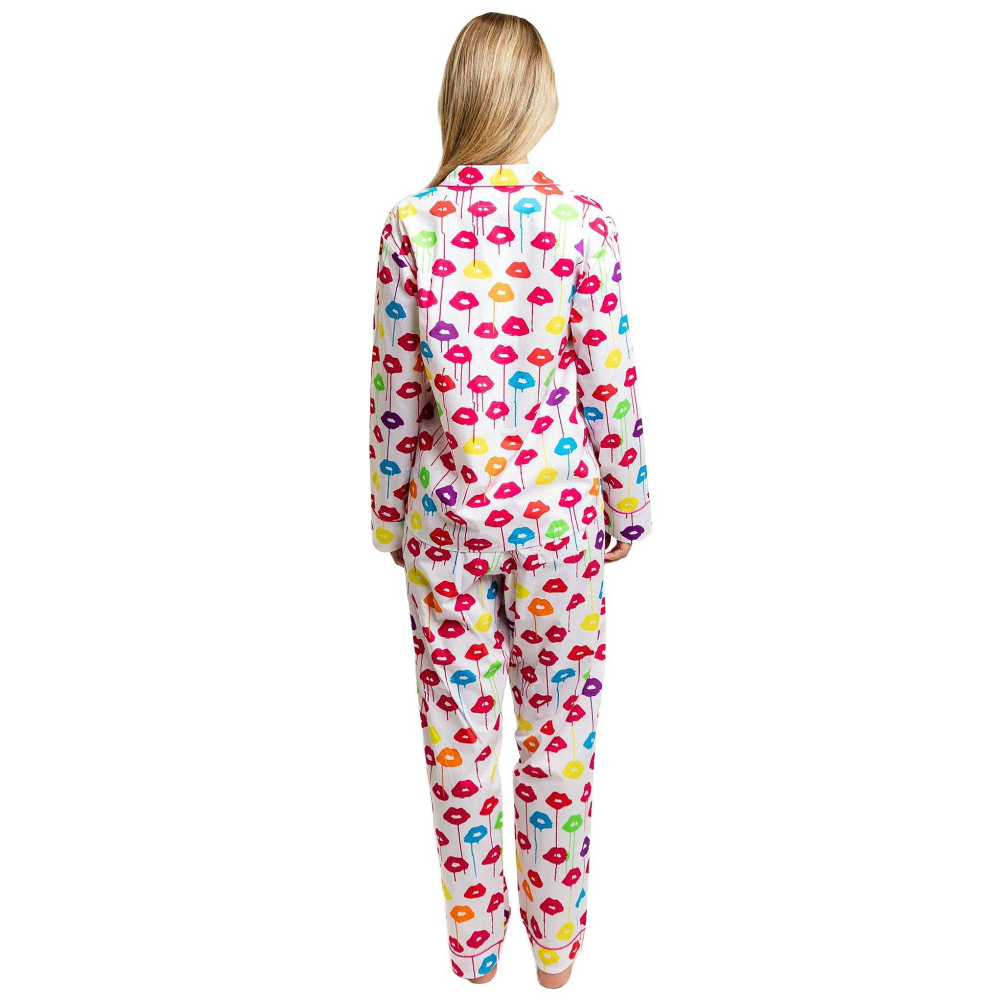 Women's Drawbertson Drippy Lips Long PJ Set - Organic Cotton Poplin