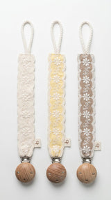 Lace Pacifier Holder (Cream, Yellow, Brown)
