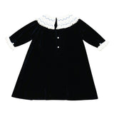 Celeste Navy Velvet Long Sleeve Bishop Dress