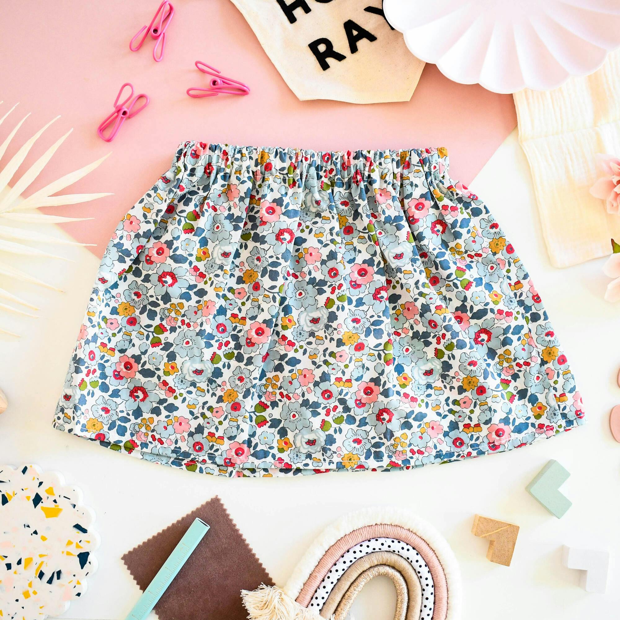 Liberty Of London Girls Elasticated Skirt - Betsy grey