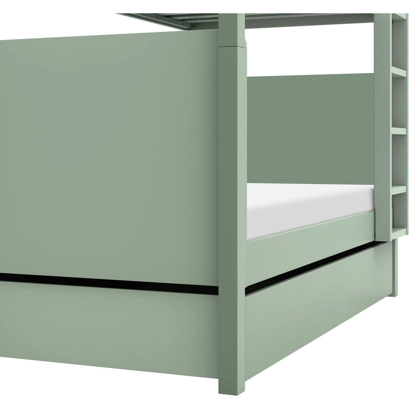 Universal Twin Storage Trundle Bed in Light Sage