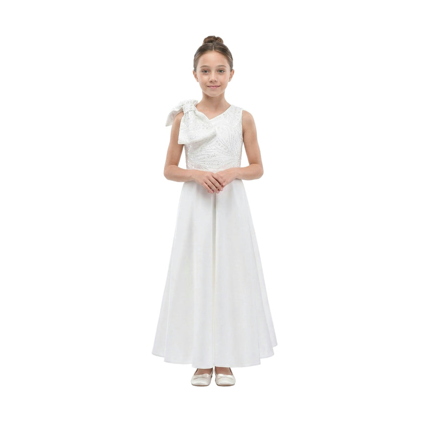 White Theia Bow-Embellished Dress