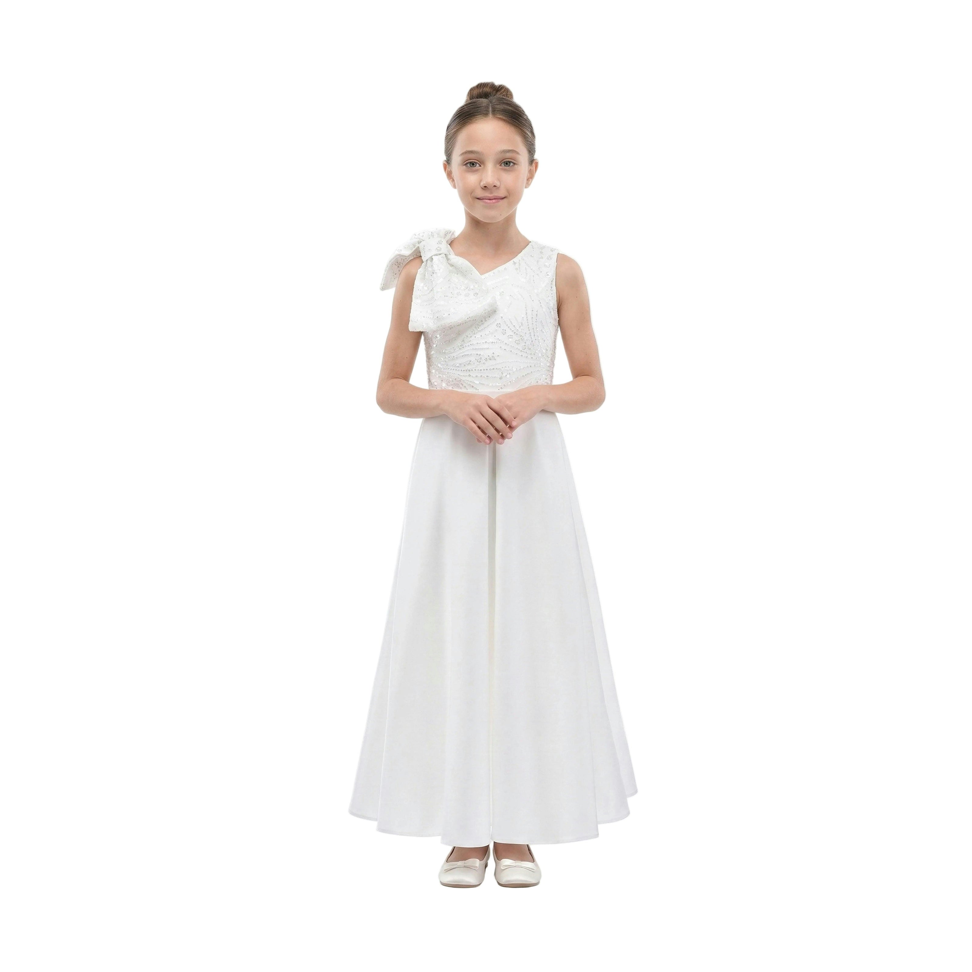 White Theia Bow-Embellished Dress