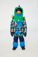 Two Piece Discover Snowsuit Blue Dinosaur Print