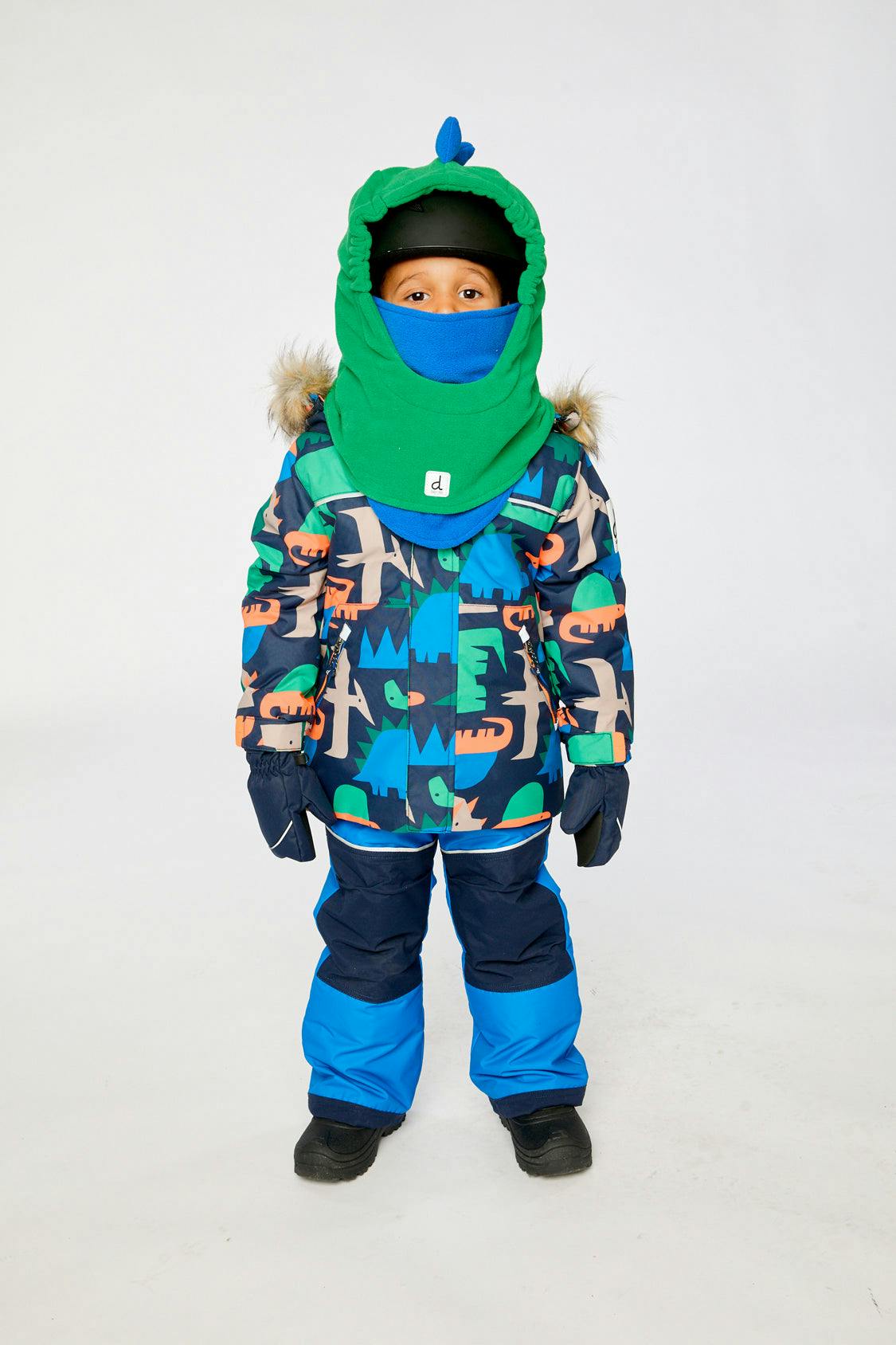Two Piece Discover Snowsuit Blue Dinosaur Print
