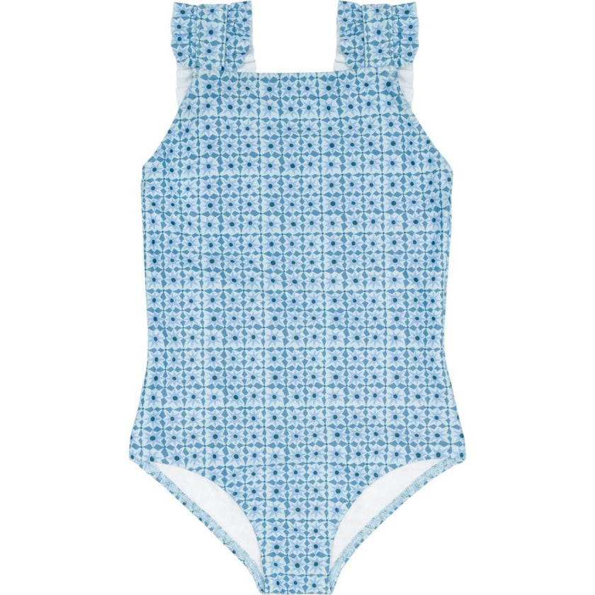 girls azul tile ruffle strap one piece