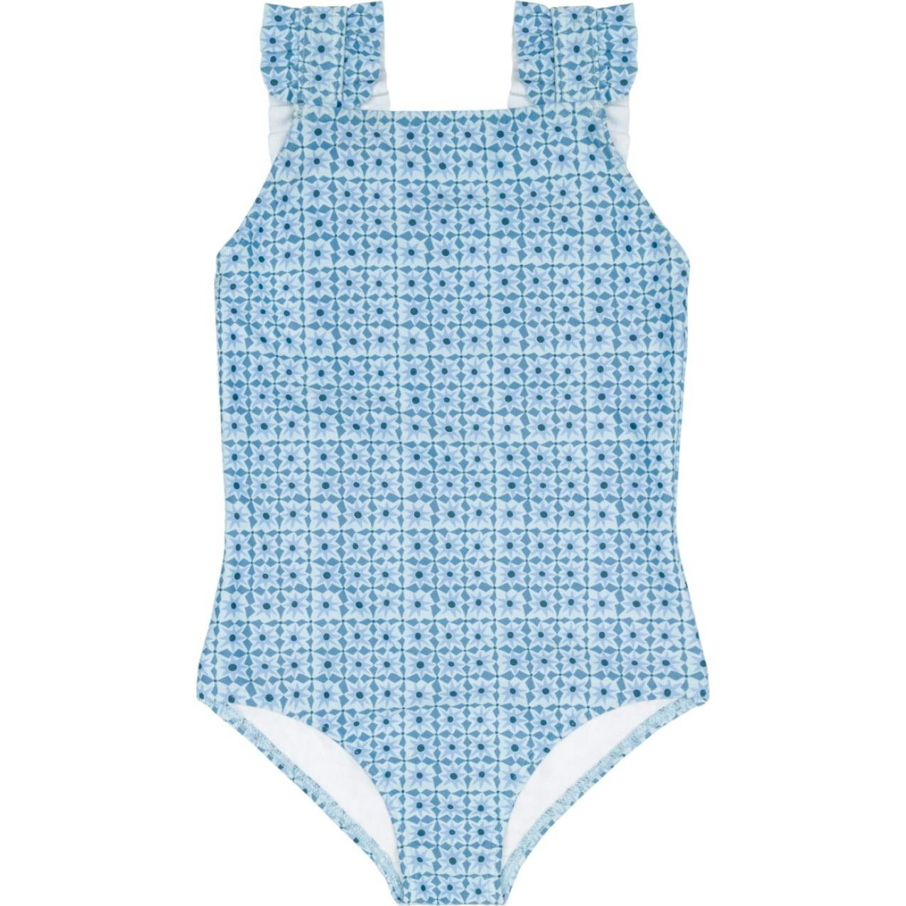 girls azul tile ruffle strap one piece