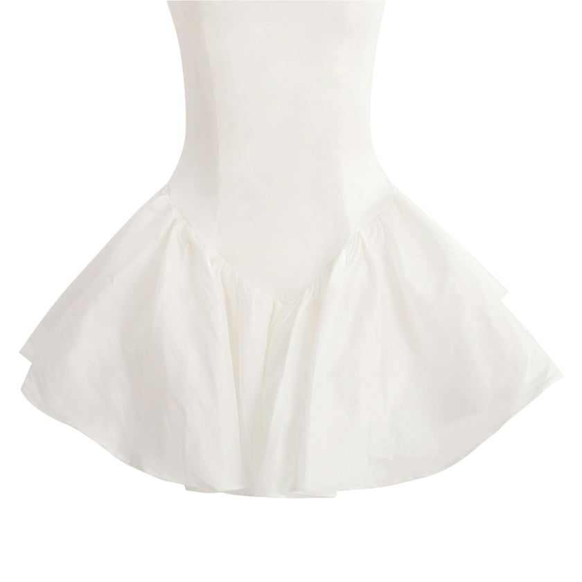 White Ladera Halter Flared Dress
