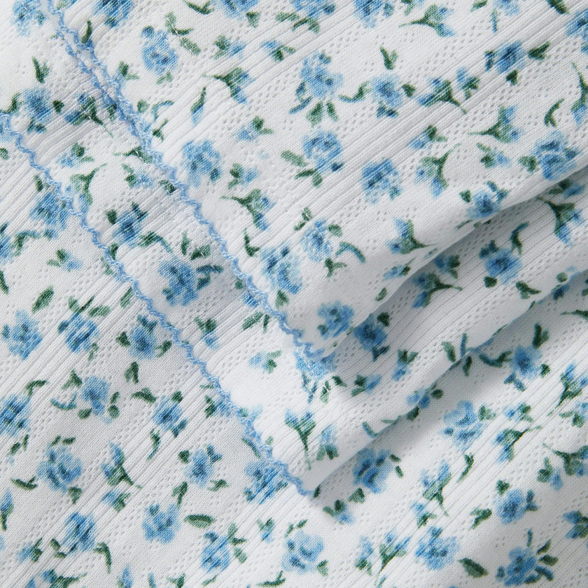 Women's Pointelle Pant in Blue Floral