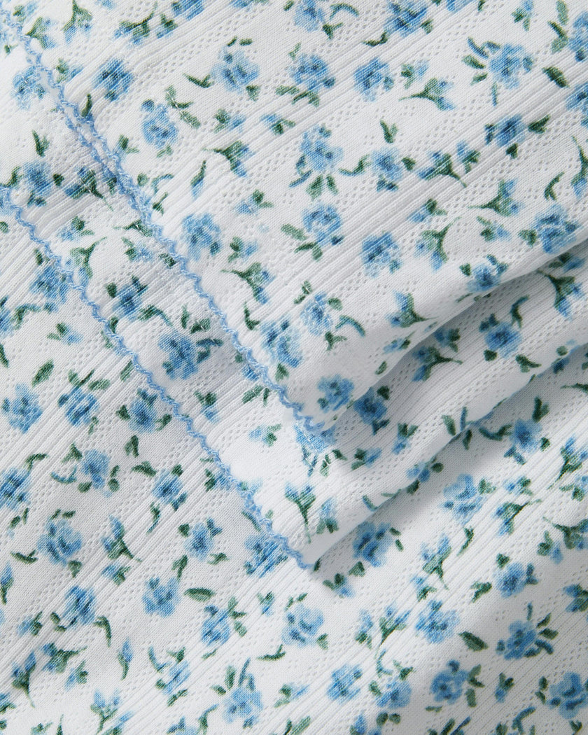 Women's Pointelle Pant in Blue Floral