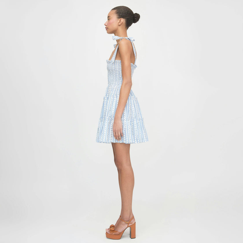 The Ribbon Charlotte Nap Dress - Blue Petal Stripe