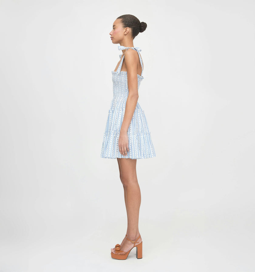 The Ribbon Charlotte Nap Dress - Blue Petal Stripe