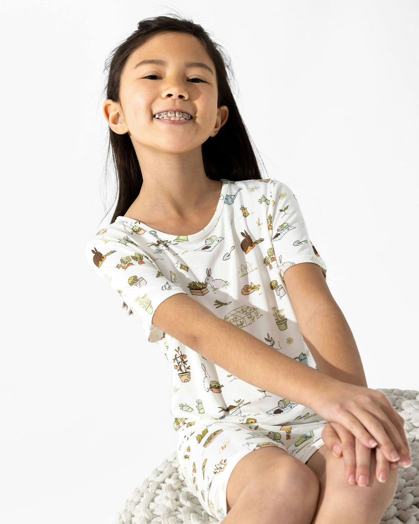 Bunny Garden Bamboo Kids Pajama Short Set