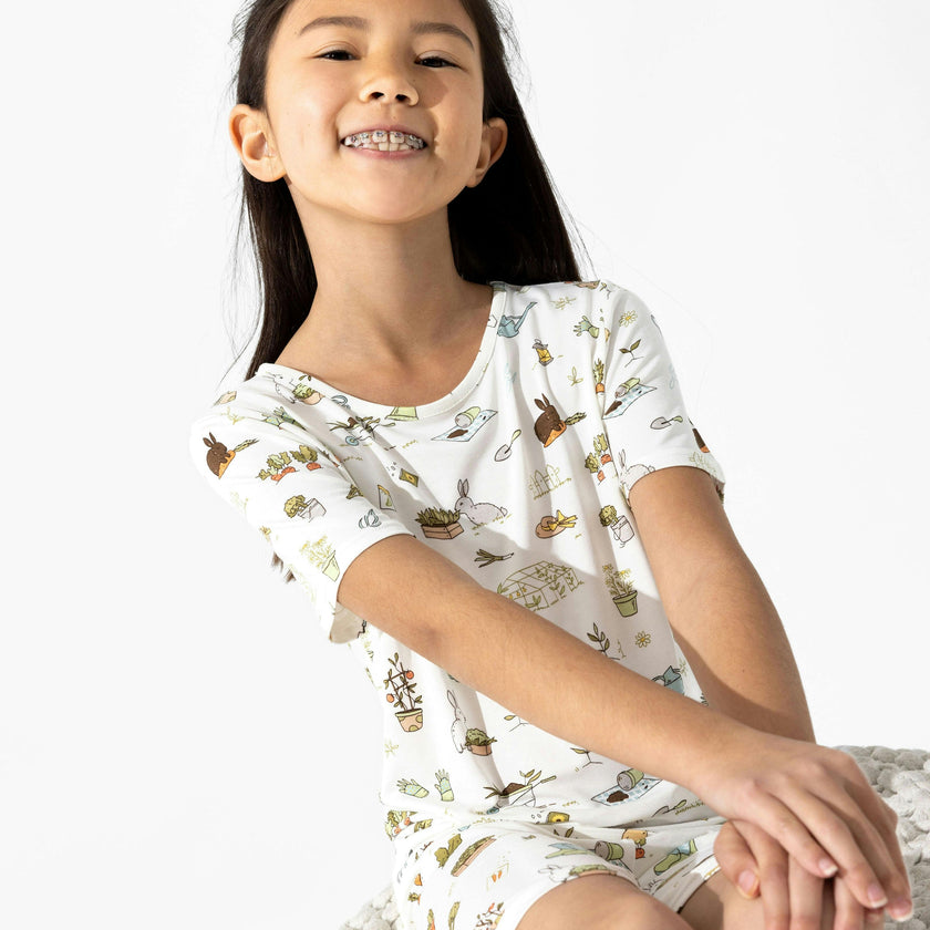 Bunny Garden Bamboo Kids Pajama Short Set