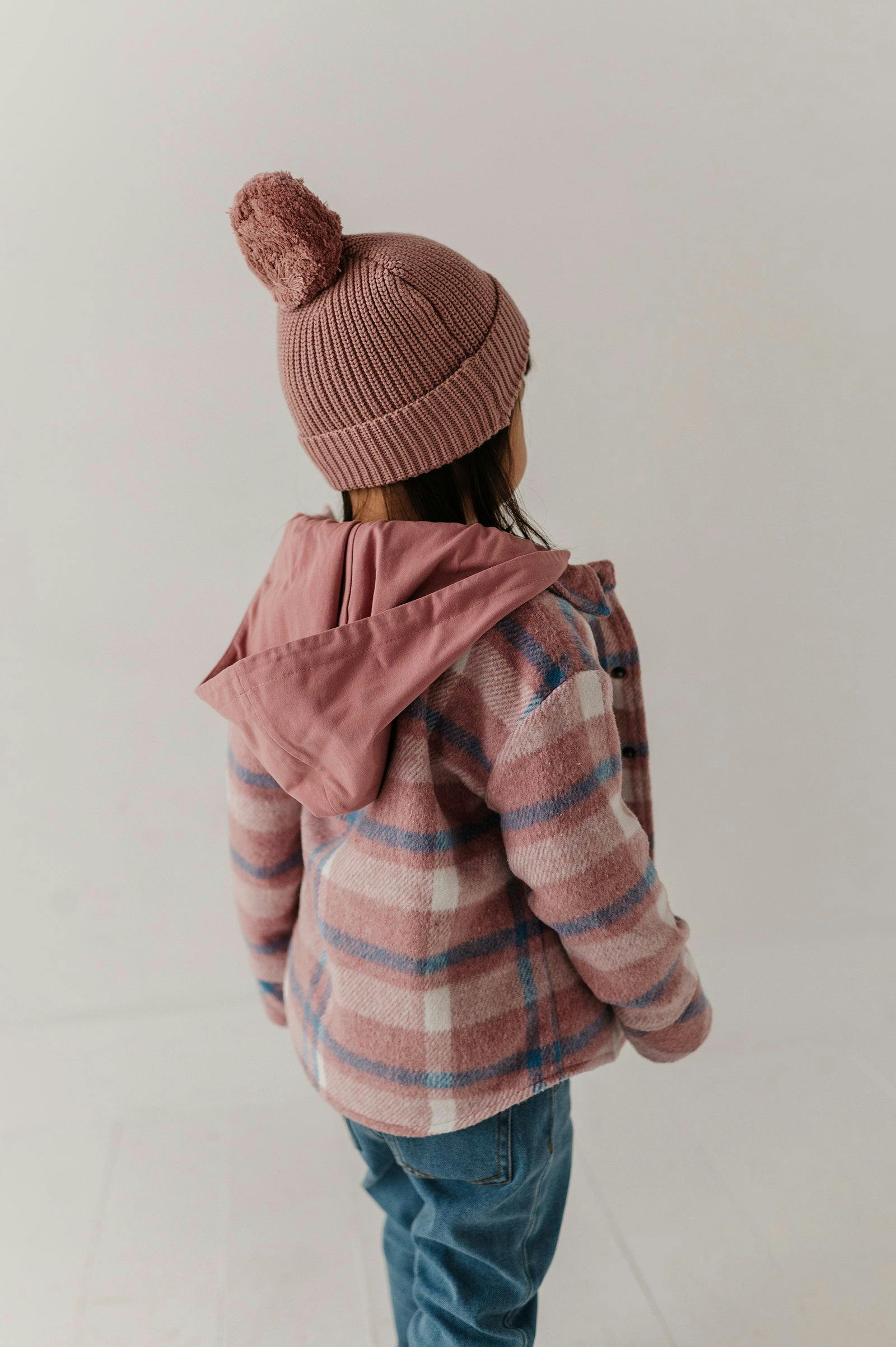 Knit Pom Hat in Rose