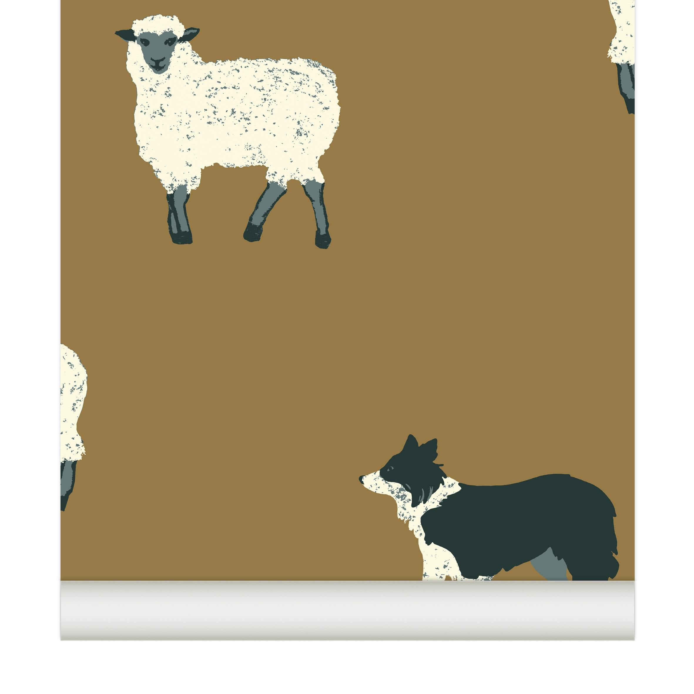 Wallpaper Moutons color Ocre