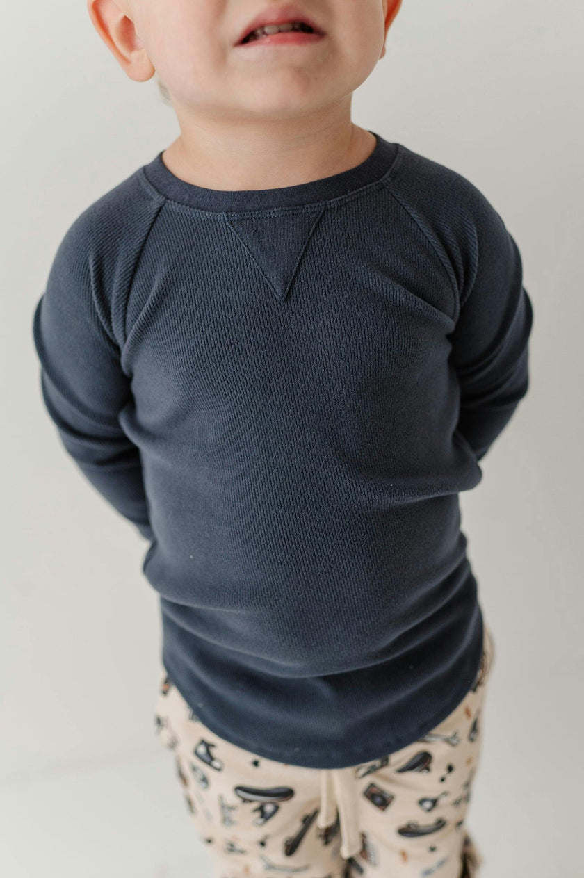 Boys Ribbed Top in Nightfall Blue