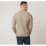 Men's Organic Half Zip Cable Pullover Sweater, Brown