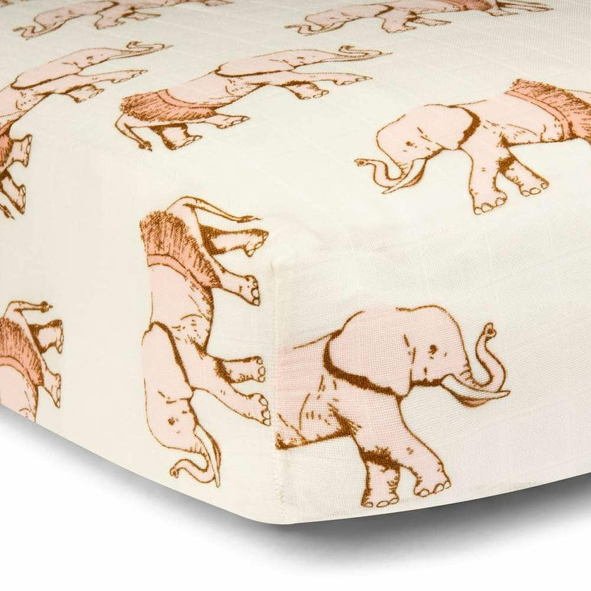 Tutu Elephant Bamboo Muslin Fitted Crib Sheet